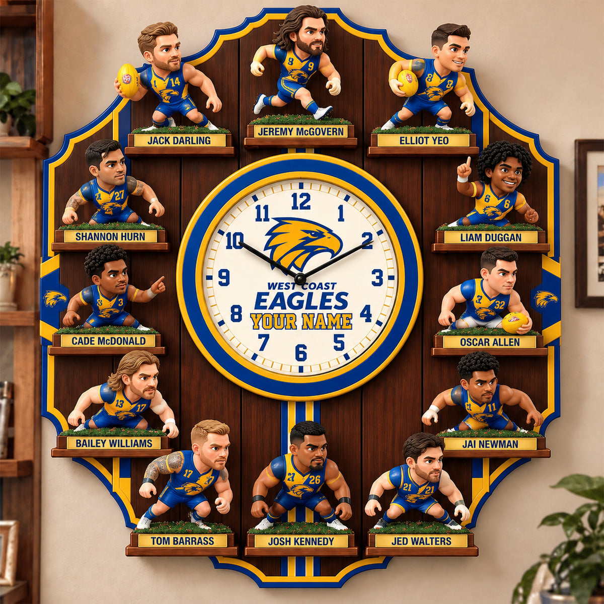 OFFICIAL AFL X PREMIUM WCE 3D BESPOKE NAME Famous Players Acrylic Wall Clock For Home Decor EDITION