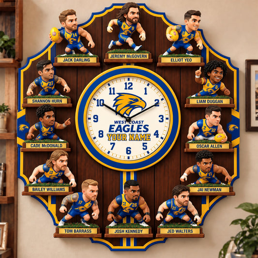 OFFICIAL AFL X PREMIUM WCE 3D BESPOKE NAME Famous Players Acrylic Wall Clock For Home Decor EDITION