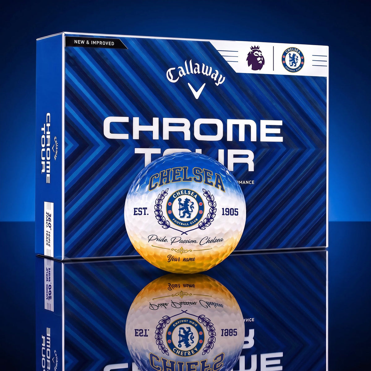 OFFICIAL CALLAWAY X PREMIUM EPL CHE BESPOKE NAME GOLF BALL LIMITED EDITION