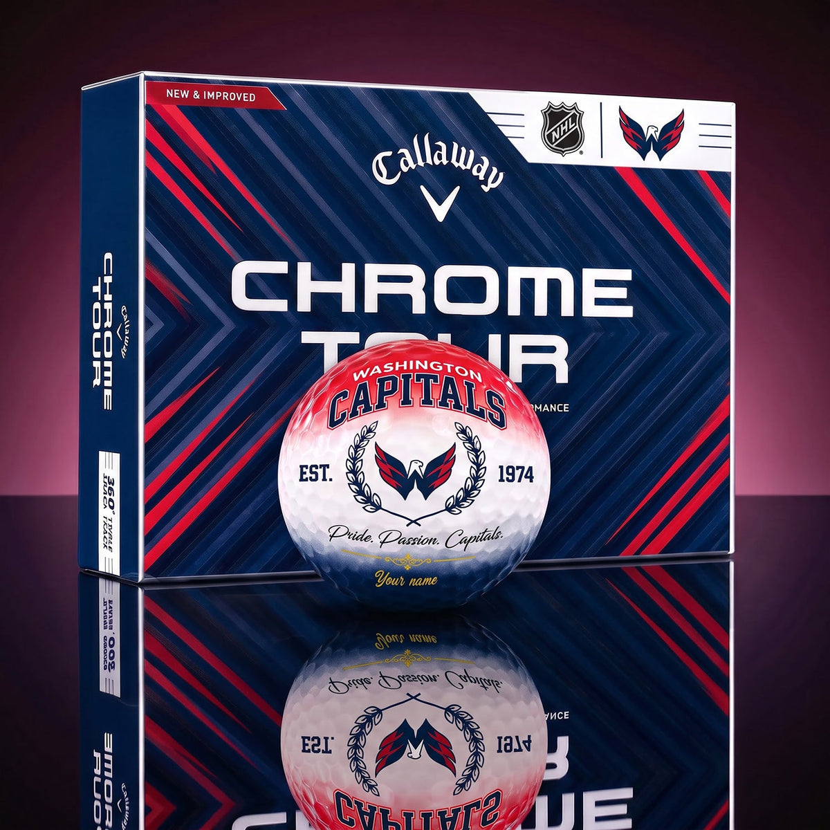 OFFICIAL CALLAWAY X PREMIUM NHL WC BESPOKE NAME GOLF BALL LIMITED EDITION