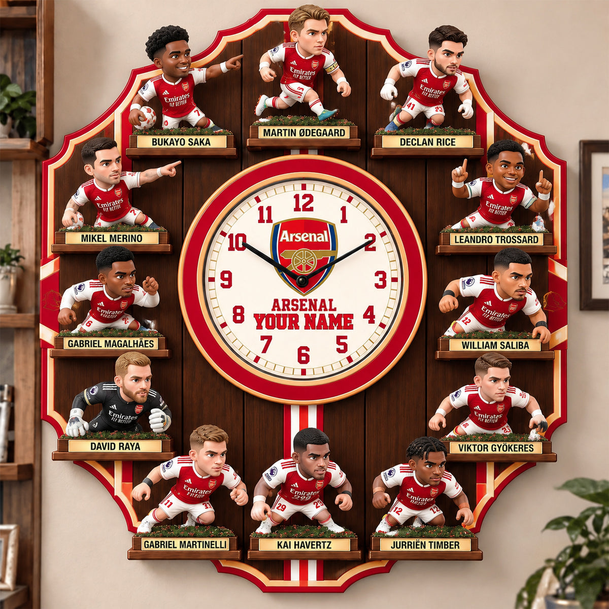 OFFICIAL EPL X PREMIUM ARS 3D BESPOKE NAME Famous Players Acrylic Wall Clock For Home Decor EDITION