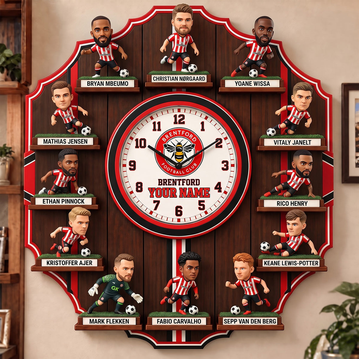OFFICIAL EPL X PREMIUM BRE 3D BESPOKE NAME Famous Players Acrylic Wall Clock For Home Decor EDITION