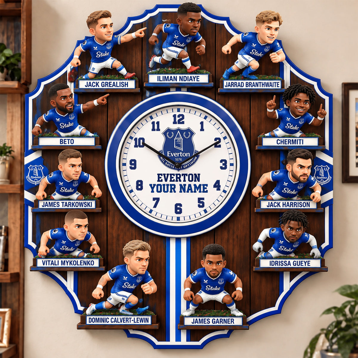 OFFICIAL EPL X PREMIUM EVE 3D BESPOKE NAME Famous Players Acrylic Wall Clock For Home Decor EDITION