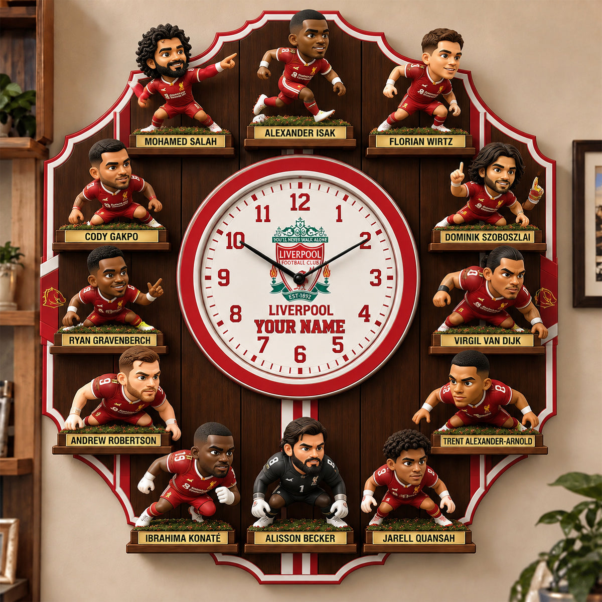 OFFICIAL EPL X PREMIUM LIV 3D BESPOKE NAME Famous Players Acrylic Wall Clock For Home Decor EDITION