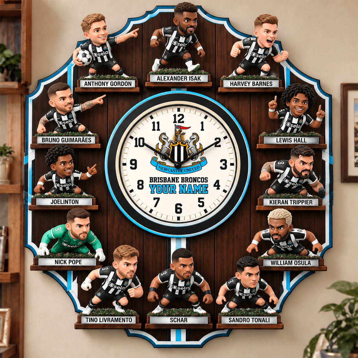 OFFICIAL EPL X PREMIUM NEW 3D BESPOKE NAME Famous Players Acrylic Wall Clock For Home Decor EDITION