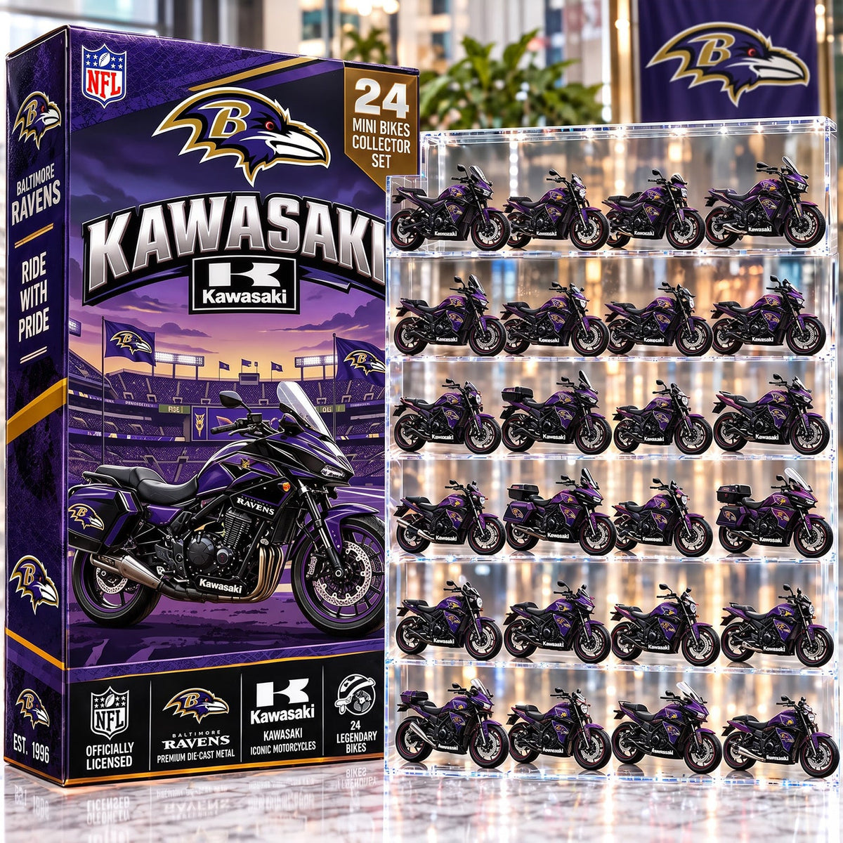 OFFICIAL KAWASAKI X PREMIUM NFL BAL 24DAYS ADVENT CALENDER AMAZING TRIP RACING MOTOR FOR FAN LIMITED EDITION