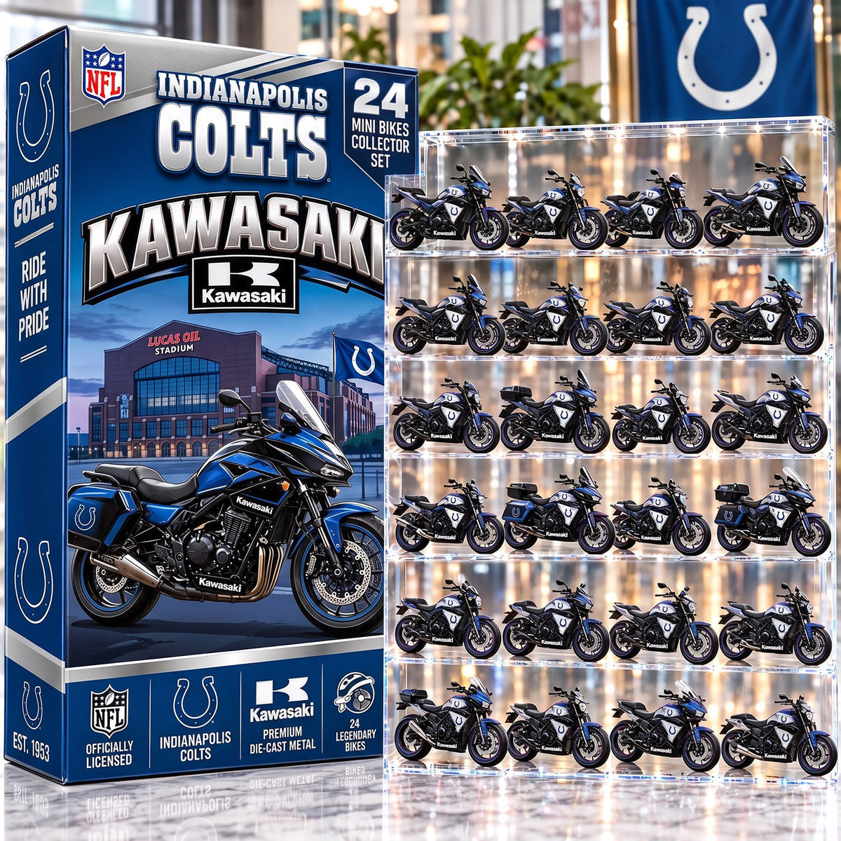 OFFICIAL KAWASAKI X PREMIUM NFL IND 24DAYS ADVENT CALENDER AMAZING TRIP RACING MOTOR FOR FAN LIMITED EDITION