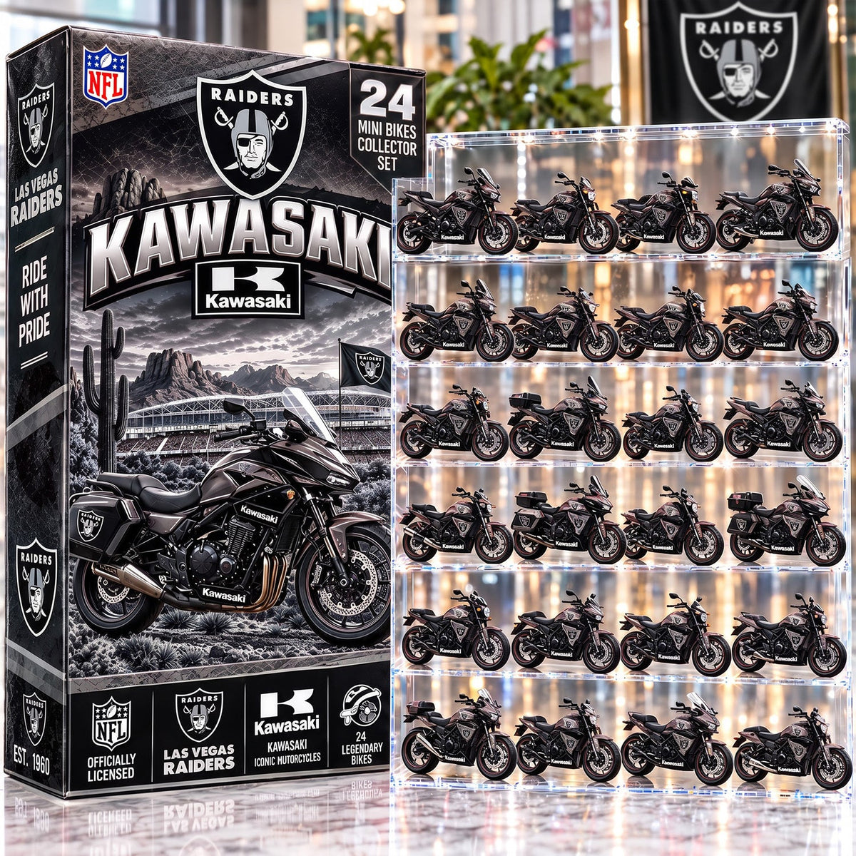 OFFICIAL KAWASAKI X PREMIUM NFL LV 24DAYS ADVENT CALENDER AMAZING TRIP RACING MOTOR FOR FAN LIMITED EDITION