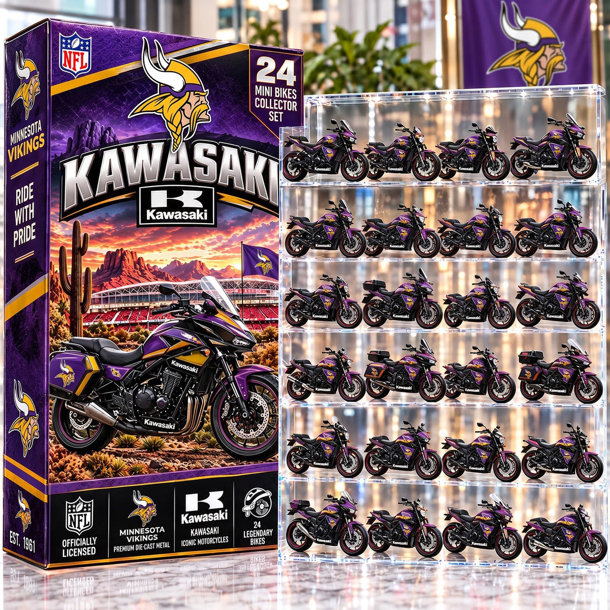 OFFICIAL KAWASAKI X PREMIUM NFL MIN 24DAYS ADVENT CALENDER AMAZING TRIP RACING MOTOR FOR FAN LIMITED EDITION