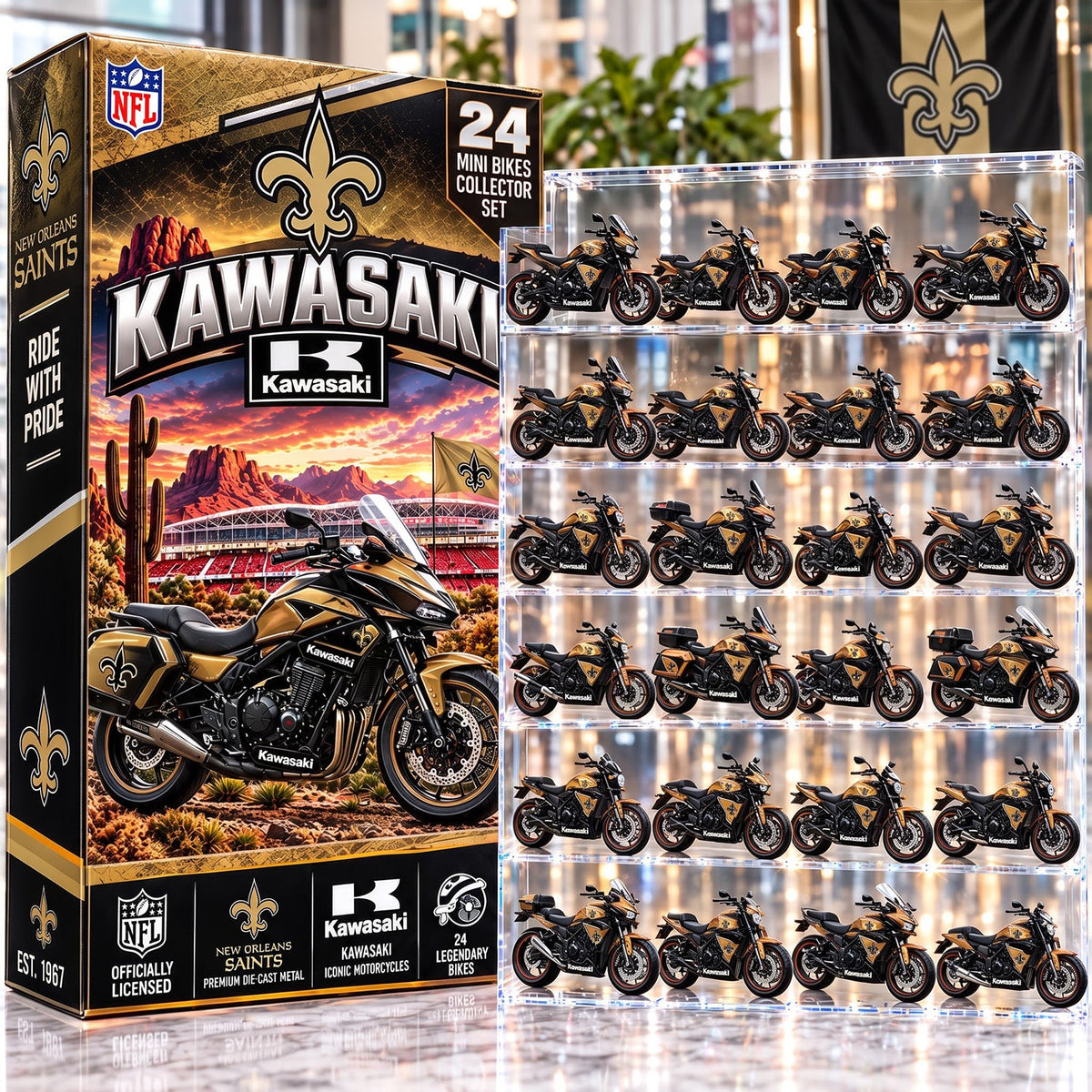 OFFICIAL KAWASAKI X PREMIUM NFL NO 24DAYS ADVENT CALENDER AMAZING TRIP RACING MOTOR FOR FAN LIMITED EDITION