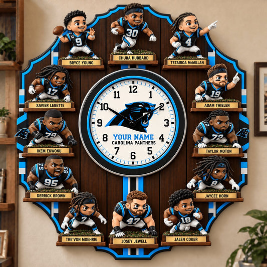 OFFICIAL NFL X PREMIUM CAR 3D BESPOKE NAME Famous Players Acrylic Wall Clock For Home Decor EDITION