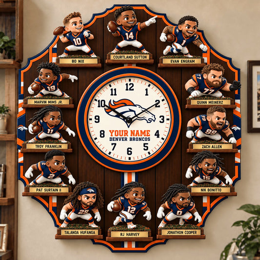 OFFICIAL NFL X PREMIUM DEN 3D BESPOKE NAME Famous Players Acrylic Wall Clock For Home Decor EDITION