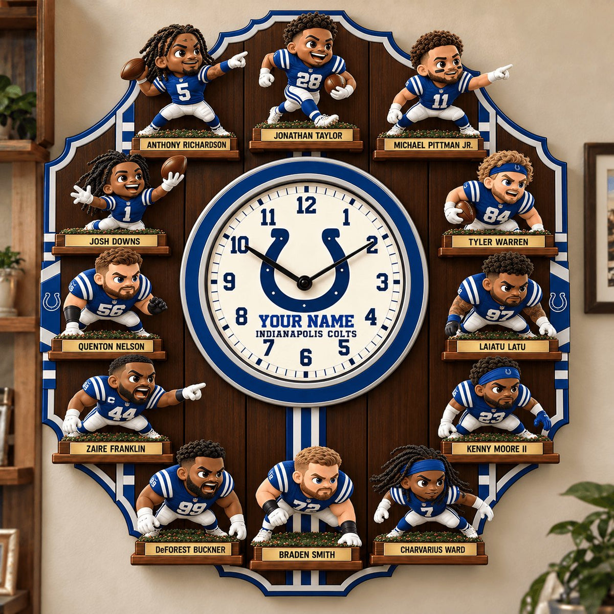 OFFICIAL NFL X PREMIUM IND 3D BESPOKE NAME Famous Players Acrylic Wall Clock For Home Decor EDITION