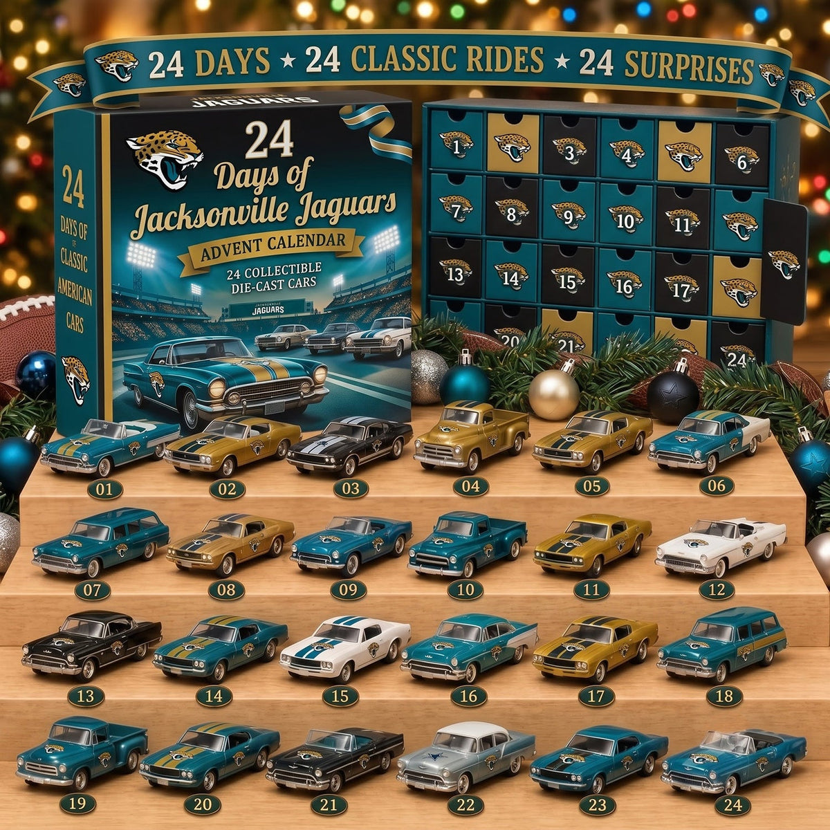 OFFICIAL NFL X PREMIUM JAC 24DAYS ADVENT CALENDER AMAZING TRIP RACING CAR FOR FAN LIMITED EDITION