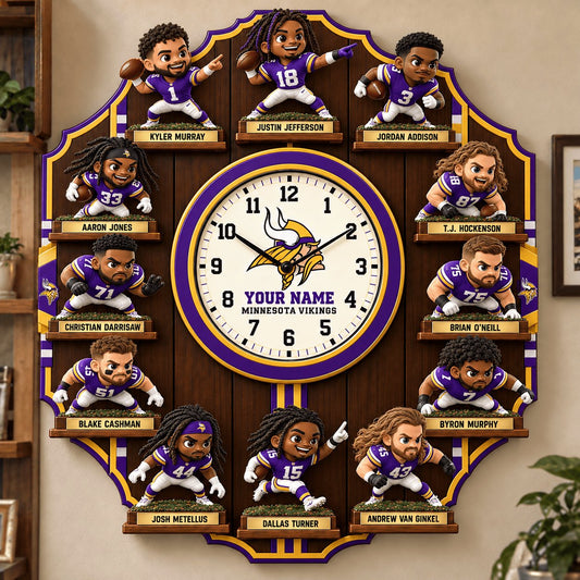 OFFICIAL NFL X PREMIUM MIN 3D BESPOKE NAME Famous Players Acrylic Wall Clock For Home Decor EDITION