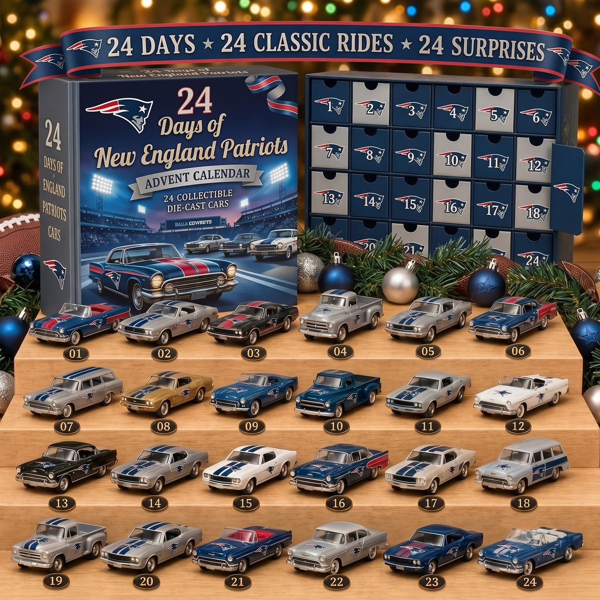 OFFICIAL NFL X PREMIUM NE 24DAYS ADVENT CALENDER AMAZING TRIP RACING CAR FOR FAN LIMITED EDITION