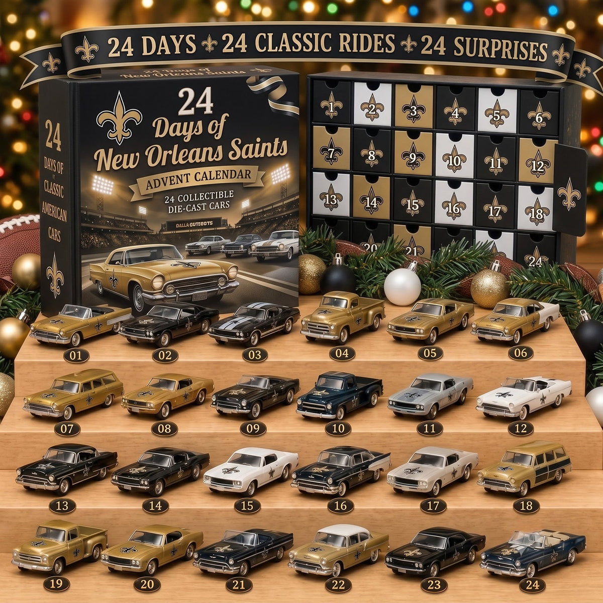 OFFICIAL NFL X PREMIUM NO 24DAYS ADVENT CALENDER AMAZING TRIP RACING CAR FOR FAN LIMITED EDITION