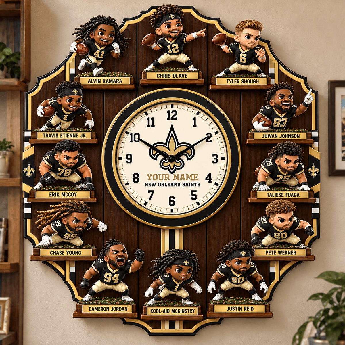 OFFICIAL NFL X PREMIUM NO 3D BESPOKE NAME Famous Players Acrylic Wall Clock For Home Decor EDITION