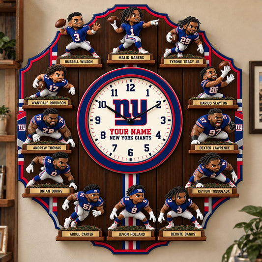 OFFICIAL NFL X PREMIUM NYG 3D BESPOKE NAME Famous Players Acrylic Wall Clock For Home Decor EDITION