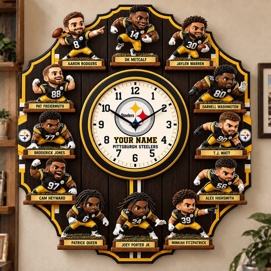 OFFICIAL NFL X PREMIUM PIT 3D BESPOKE NAME Famous Players Acrylic Wall Clock For Home Decor EDITION