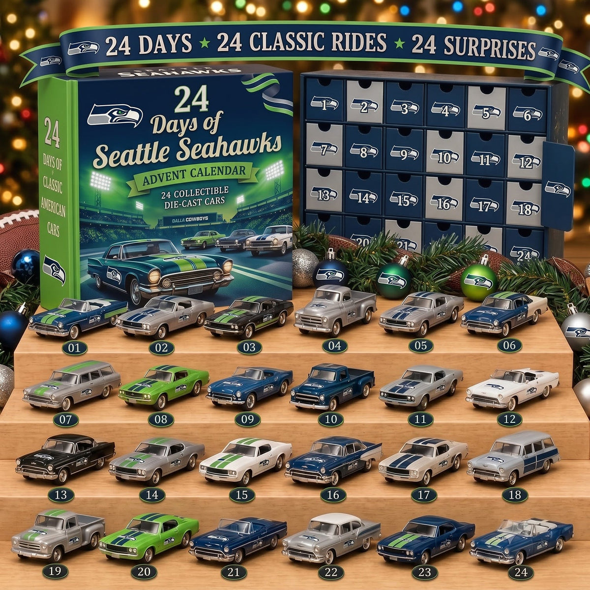 OFFICIAL NFL X PREMIUM SEA 24DAYS ADVENT CALENDER AMAZING TRIP RACING CAR FOR FAN LIMITED EDITION