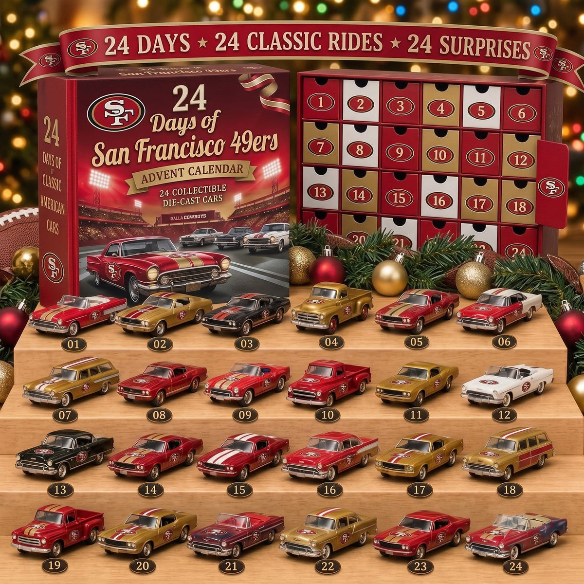 OFFICIAL NFL X PREMIUM SF 24DAYS ADVENT CALENDER AMAZING TRIP RACING CAR FOR FAN LIMITED EDITION