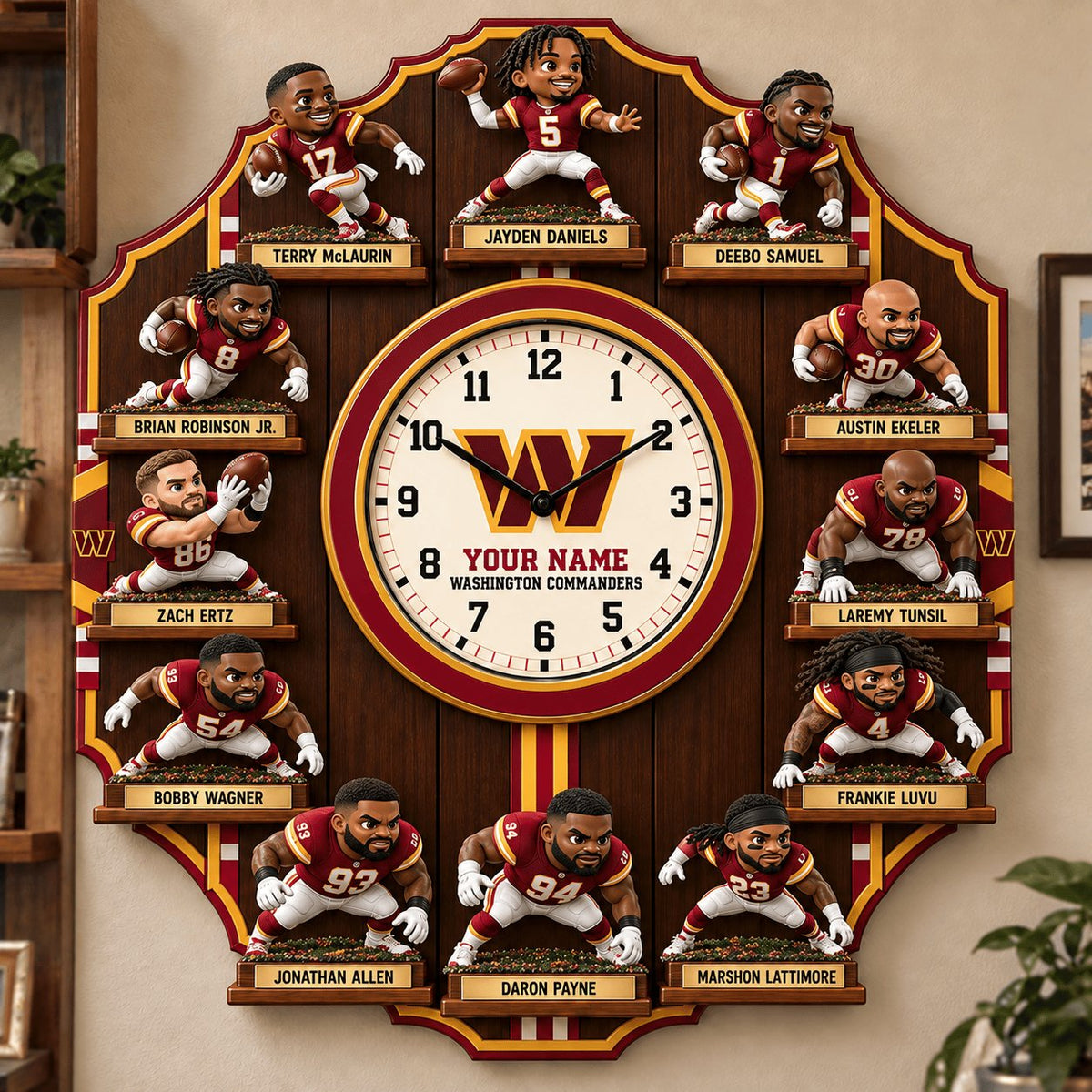 OFFICIAL NFL X PREMIUM WAS 3D BESPOKE NAME Famous Players Acrylic Wall Clock For Home Decor EDITION