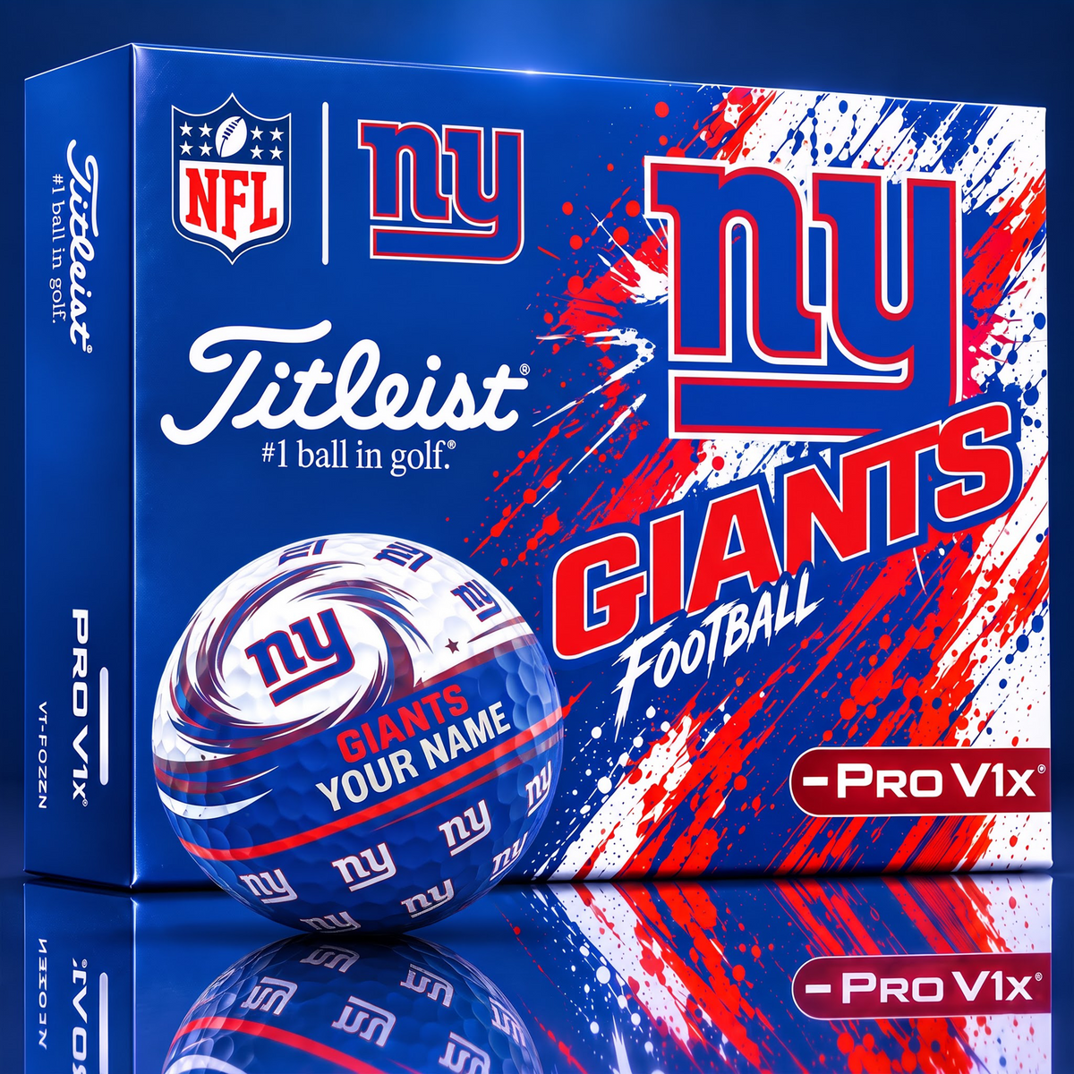 OFFICIAL NFL X TITLIEST PREMIUM NYG EXCLUSIVE TIE-DYE PAINT CUSTOME NAME GOLF BALL TOURNAMENT EDITION