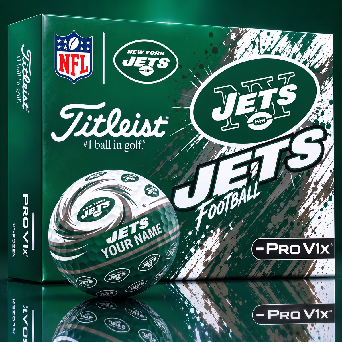OFFICIAL NFL X TITLIEST PREMIUM NYJ EXCLUSIVE TIE-DYE PAINT CUSTOME NAME GOLF BALL TOURNAMENT EDITION