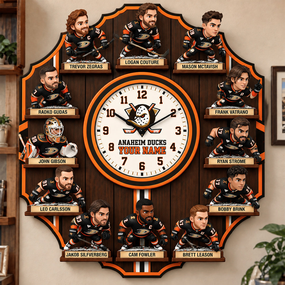 OFFICIAL NHL X PREMIUM AD 3D BESPOKE NAME Famous Players Acrylic Wall Clock For Home Decor EDITION