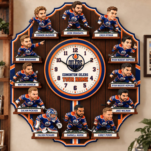 OFFICIAL NHL X PREMIUM EO 3D BESPOKE NAME Famous Players Acrylic Wall Clock For Home Decor EDITION