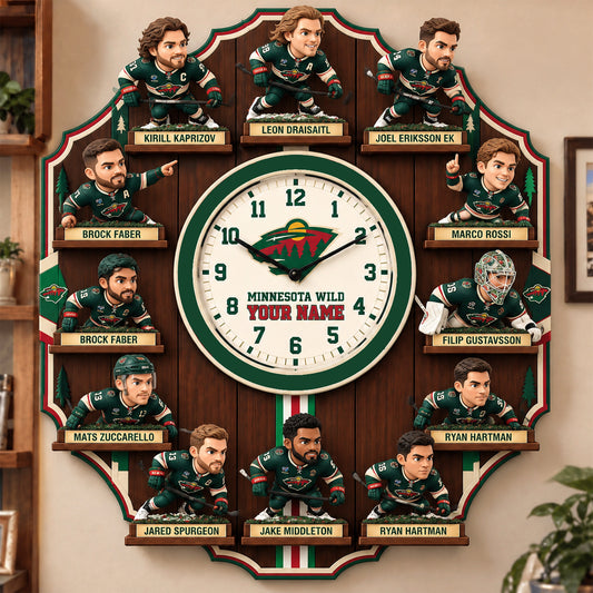 OFFICIAL NHL X PREMIUM MW 3D BESPOKE NAME Famous Players Acrylic Wall Clock For Home Decor EDITION