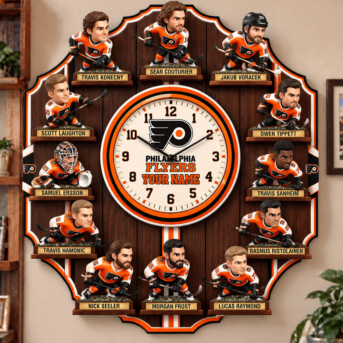 OFFICIAL NHL X PREMIUM PF 3D BESPOKE NAME Famous Players Acrylic Wall Clock For Home Decor EDITION