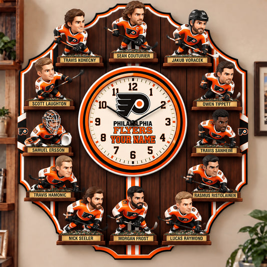 OFFICIAL NHL X PREMIUM PF 3D BESPOKE NAME Famous Players Acrylic Wall Clock For Home Decor EDITION