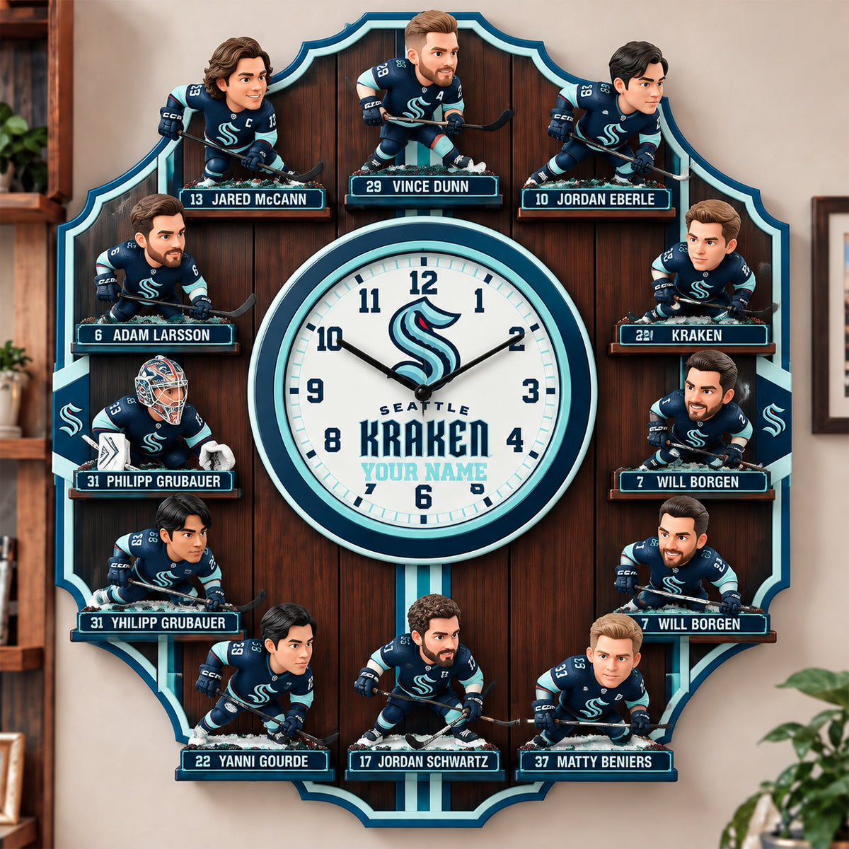 OFFICIAL NHL X PREMIUM SK 3D BESPOKE NAME Famous Players Acrylic Wall Clock For Home Decor EDITION