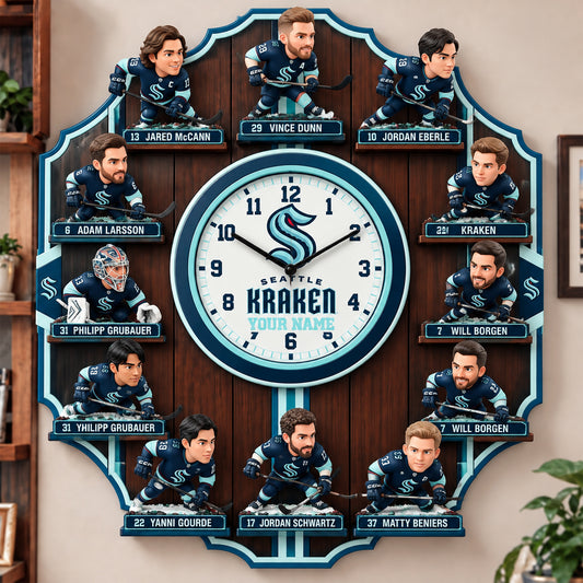 OFFICIAL NHL X PREMIUM SK 3D BESPOKE NAME Famous Players Acrylic Wall Clock For Home Decor EDITION