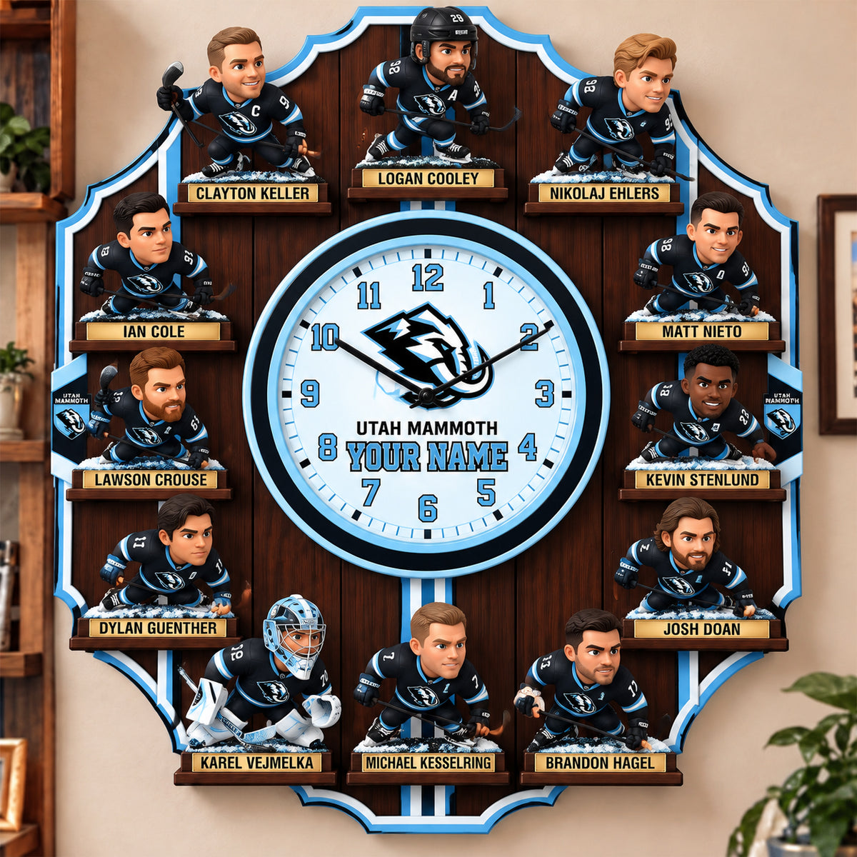 OFFICIAL NHL X PREMIUM UM 3D BESPOKE NAME Famous Players Acrylic Wall Clock For Home Decor EDITION