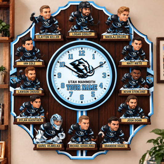 OFFICIAL NHL X PREMIUM UM 3D BESPOKE NAME Famous Players Acrylic Wall Clock For Home Decor EDITION