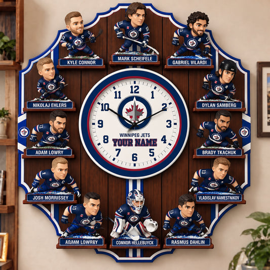 OFFICIAL NHL X PREMIUM WJ 3D BESPOKE NAME Famous Players Acrylic Wall Clock For Home Decor EDITION