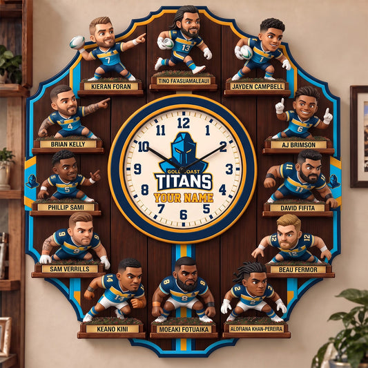 OFFICIAL NRL X PREMIUM GCT 3D BESPOKE NAME Famous Players Acrylic Wall Clock For Home Decor EDITION