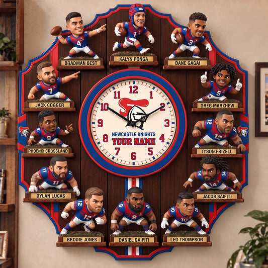OFFICIAL NRL X PREMIUM NK 3D BESPOKE NAME Famous Players Acrylic Wall Clock For Home Decor EDITION