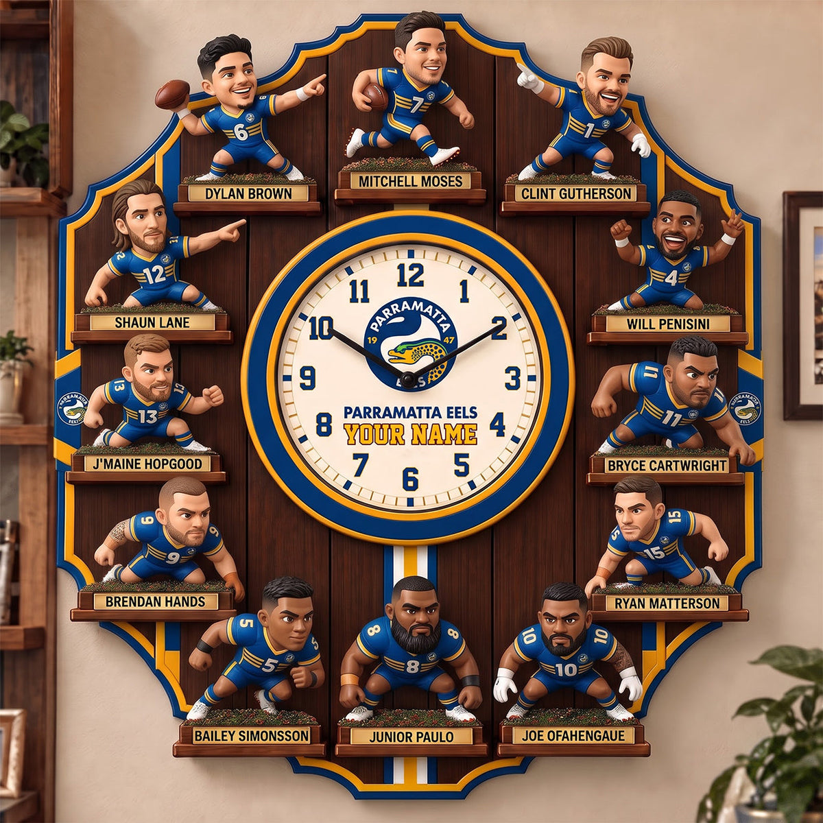 OFFICIAL NRL X PREMIUM PE 3D BESPOKE NAME Famous Players Acrylic Wall Clock For Home Decor EDITION