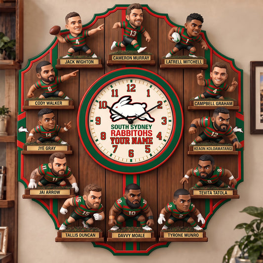 OFFICIAL NRL X PREMIUM SSR 3D BESPOKE NAME Famous Players Acrylic Wall Clock For Home Decor EDITION