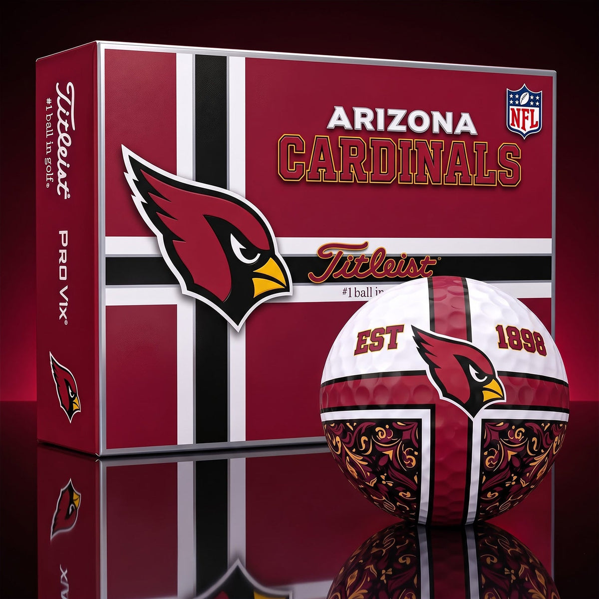 OFFICIAL TITLIEST X PREMIUM NFL ARI 3D GOLF BALL IN THE SHAPE OF A CROSS FOR FAN EDITION