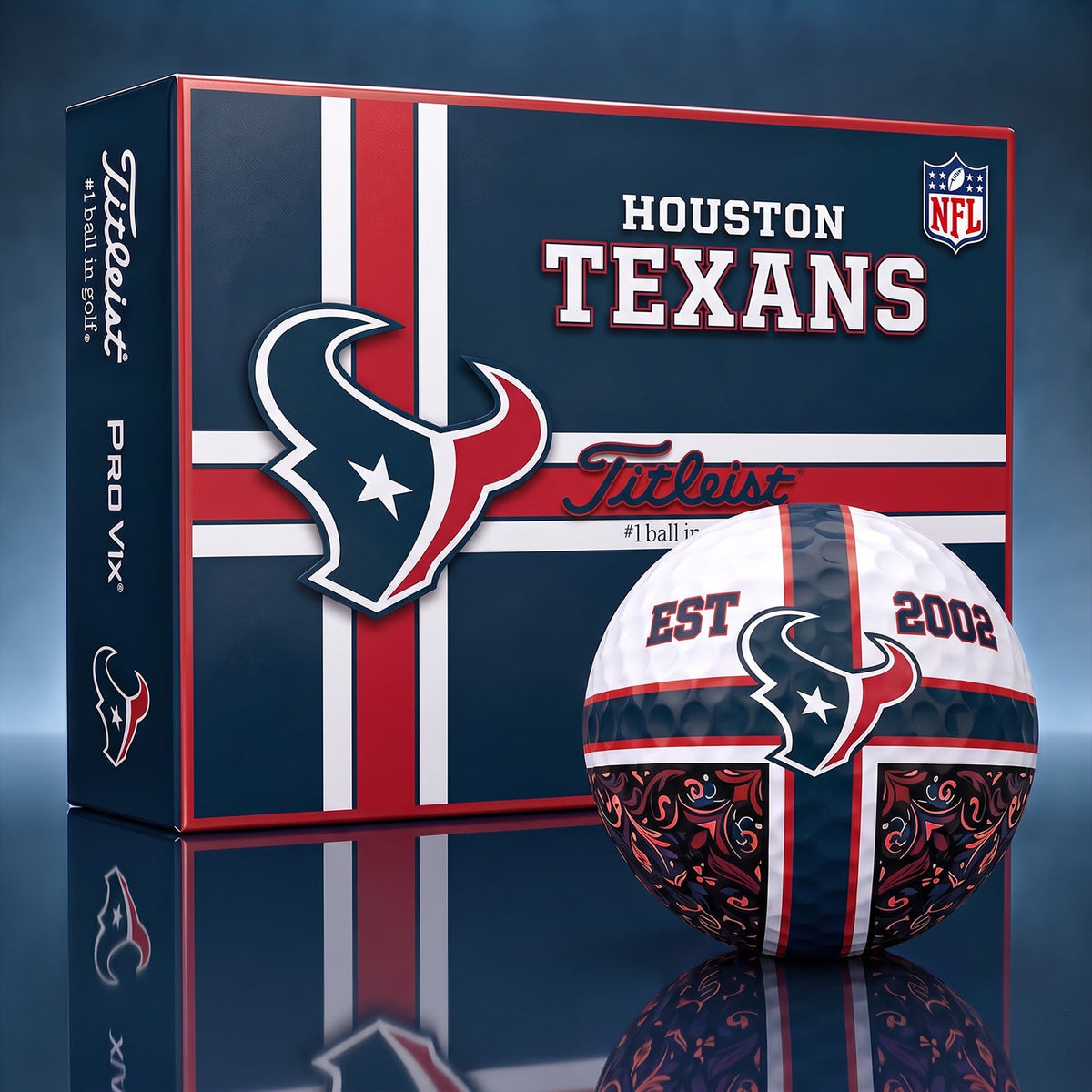 OFFICIAL TITLIEST X PREMIUM NFL HOU 3D GOLF BALL IN THE SHAPE OF A CROSS FOR FAN EDITION