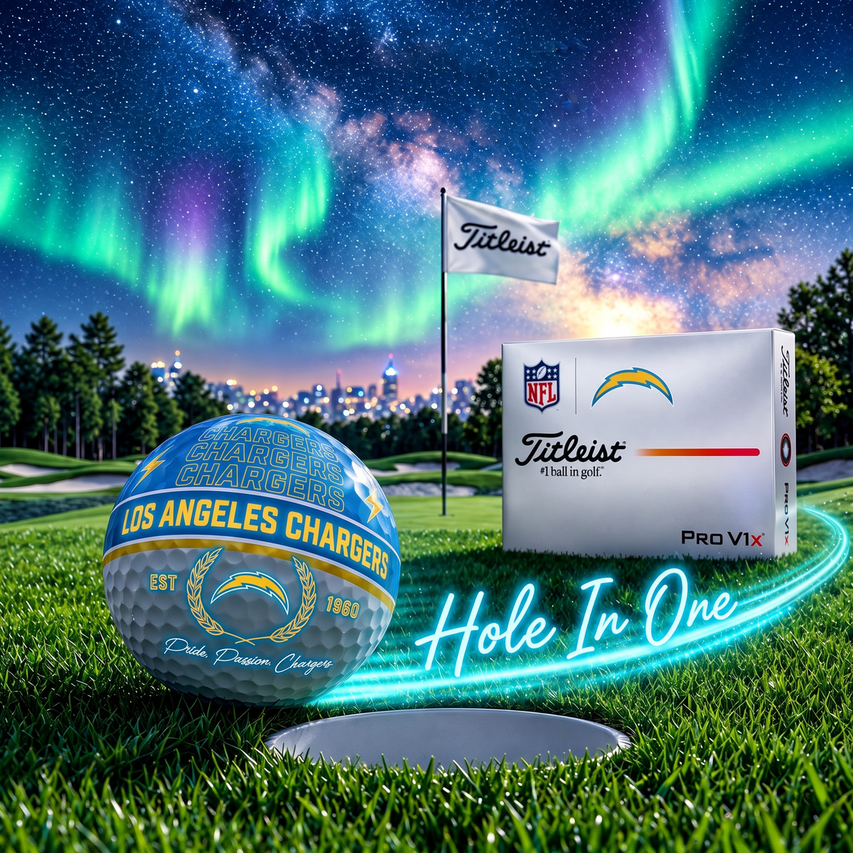 OFFICIAL TITLIEST X PREMIUM NFL LAC 3D NEON GALAXY V3 PLUS GOLF BALL EDITION