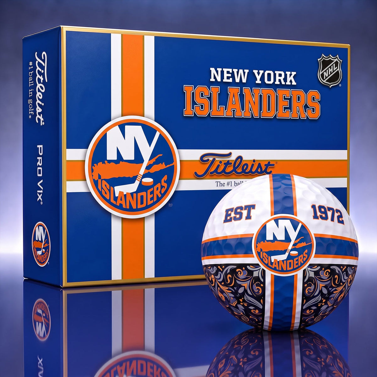 OFFICIAL TITLIEST X PREMIUM NHL NYI 3D GOLF BALL IN THE SHAPE OF A CROSS FOR FAN EDITION