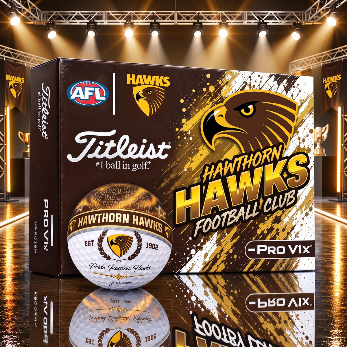 OFFICIAL TITLIEST X SIGNATURE AFL HH BESPOKE NAME 3D GALAXY SKYLINE IN NIGHT GOFT BALL EDITION
