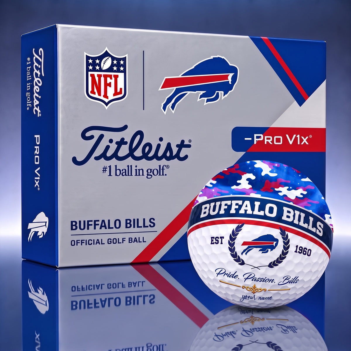 OFFICIAL TITLIEST X SIGNATURE NFL BUF BESPOKE NAME 3D CAMO GOLF BALL SET LIMITED EDITION