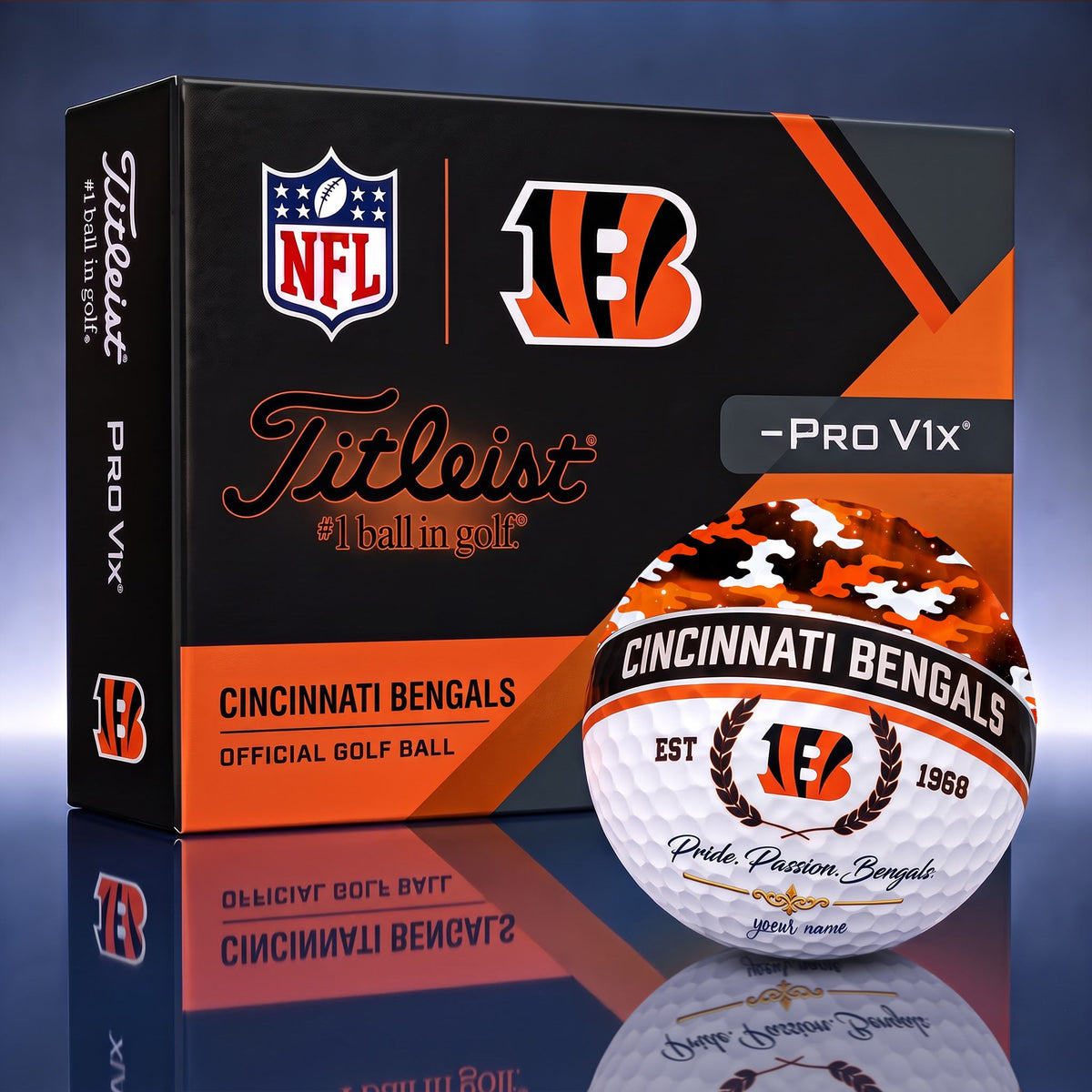 OFFICIAL TITLIEST X SIGNATURE NFL CIN BESPOKE NAME 3D CAMO GOLF BALL SET LIMITED EDITION